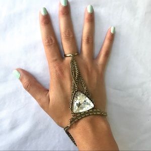 👑 Hand Chain - Gold and Rhinestone with Chains